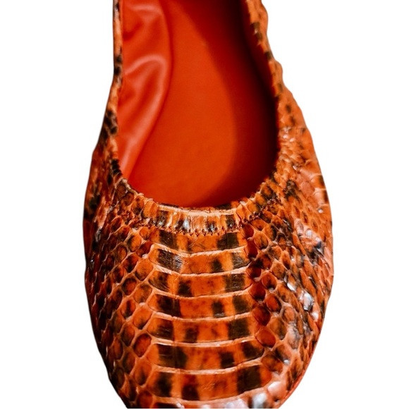 Tory Burch Orange Snake Print Ballet Flats - Picture 2 of 4